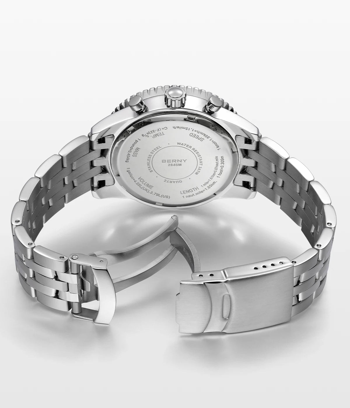 Pánské hodinky BERNY Aviation – křemenný chronograf s datem, safírovým sklem a ultraluminiscenční vrstvou – elegantní hodinky luxusní značky