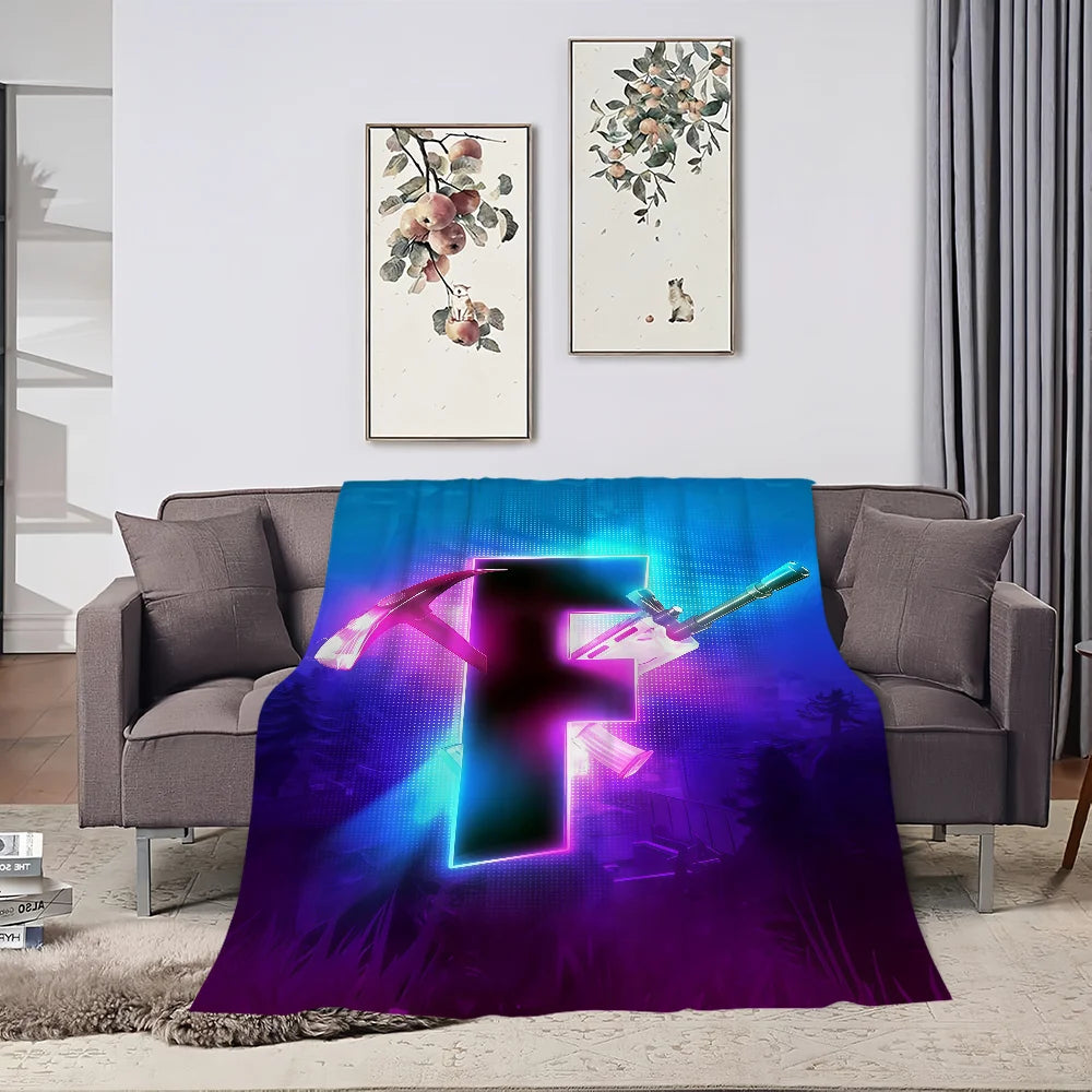 F-Fortnite Logo Game Blanket For Soft Throw Blanket for Picnic Bed Sofa Home Bedroom Cozy Warm Comfortable