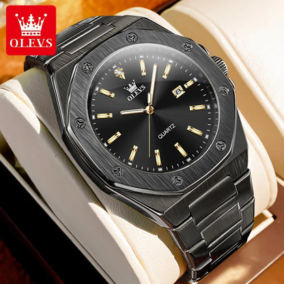 OLEVS Men's Watches Luxury Classic Fashion Fine Steel Original Brand Quartz Wristwatch for Man Waterproof Luminous Date reloj