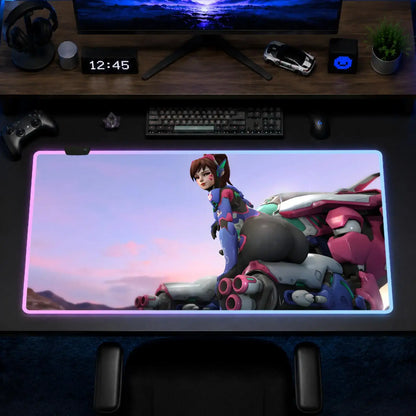 Overwatch Hips Mouse Pad Gaming Anime Mouse Pad XXL RGB Desk Mats LED Table Pads Backlit Rubber Desktop