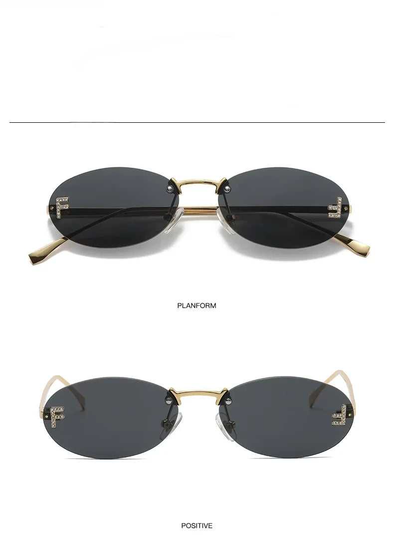 Zestaw 3 par damskich modnych okularów przeciwsłonecznych bez oprawek w stylu retro, małe owalne, ze stopu metali, eleganckie okulary przeciwsłoneczne z gradientowymi szkłami, okulary na zewnątrz i w podróży
