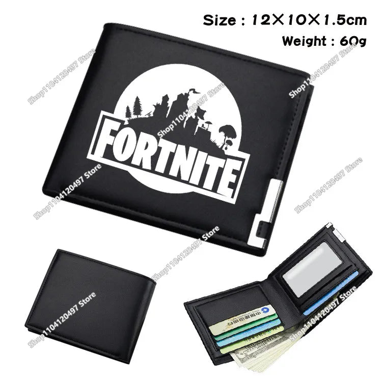 Fortnite Wallet Short Bifold Coin Bag Leather Photo Card Holder Student Wallets Boys Girls Cartoon Print Purses