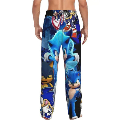 Pantalones de pijama personalizados para hombre con estampado «Soniced», con motivo de erizo, ropa de dormir, pantalones de estar por casa con bolsillos