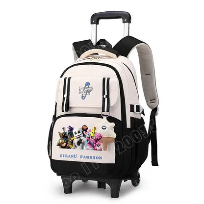 Fortnite Student Rolling Backpack Large Capacity Waterproof Lightweight Design Minimalist Laptop School Bag Casual Travel Bag