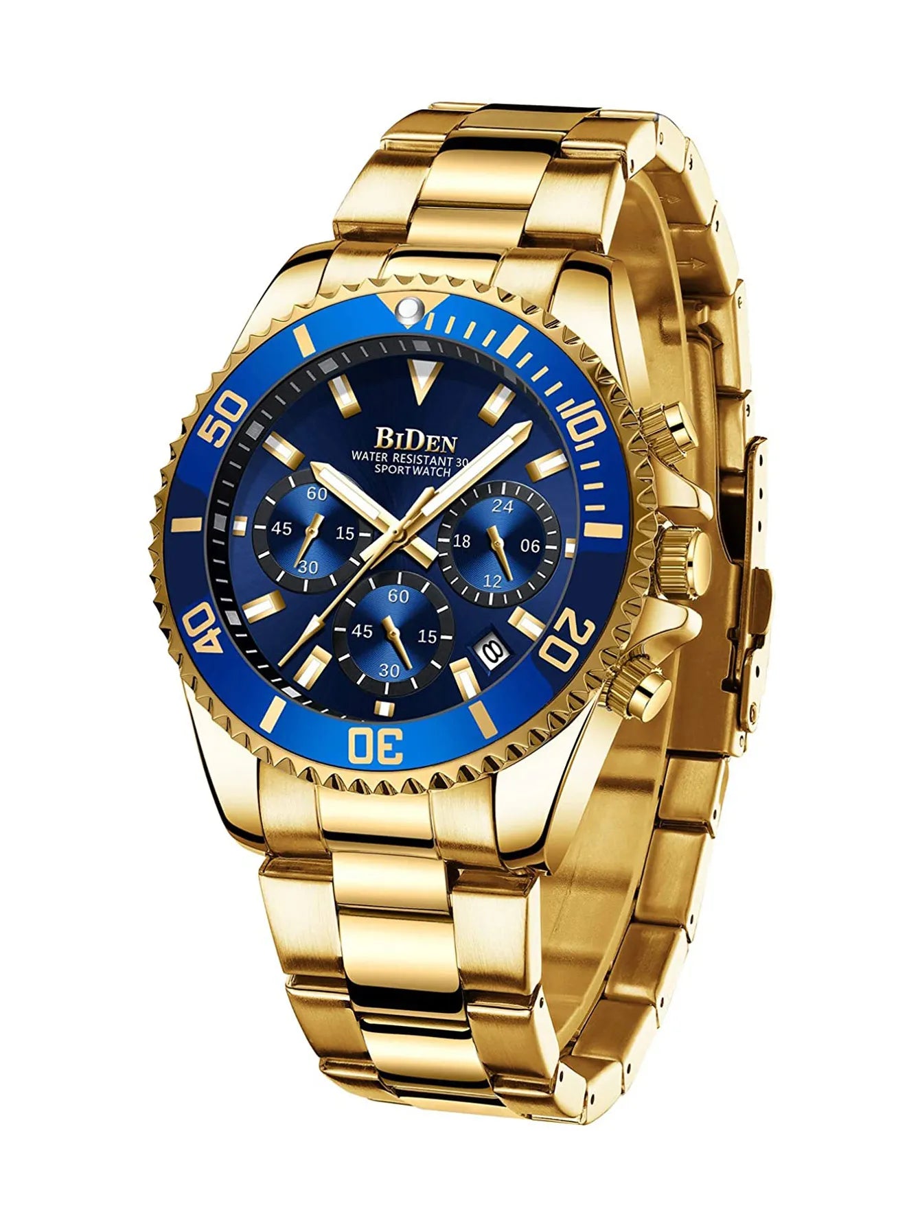 BIDEN Multi-functional men's quartz watch luxury waterproof night light business style diving series casual fashion watch
