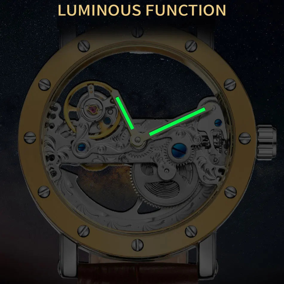 2026 Top Brand Luxury Steel Skeleton Tourbillon Automatic Watch Men's Leather Mechanical Waterproof Luminous Elegant Wrist Clock