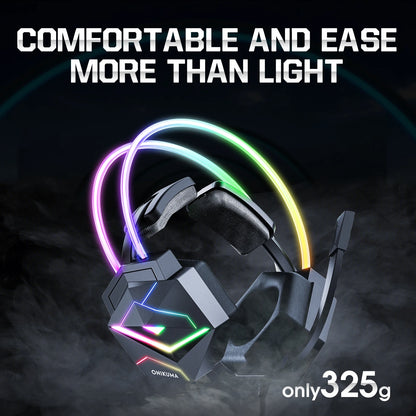 ONIKUMA X20 Gaming Headset with RGB Light Wired Headphones With Mic Bass Surround Over Ear Full Light Earphone for PS5 PC