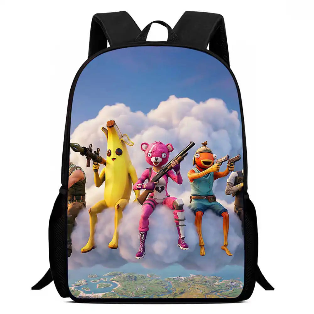 Kids School Backpack Cartoon Fort-nite Bags for Girls Boys Durable Lightweight Large Capacity Breathable