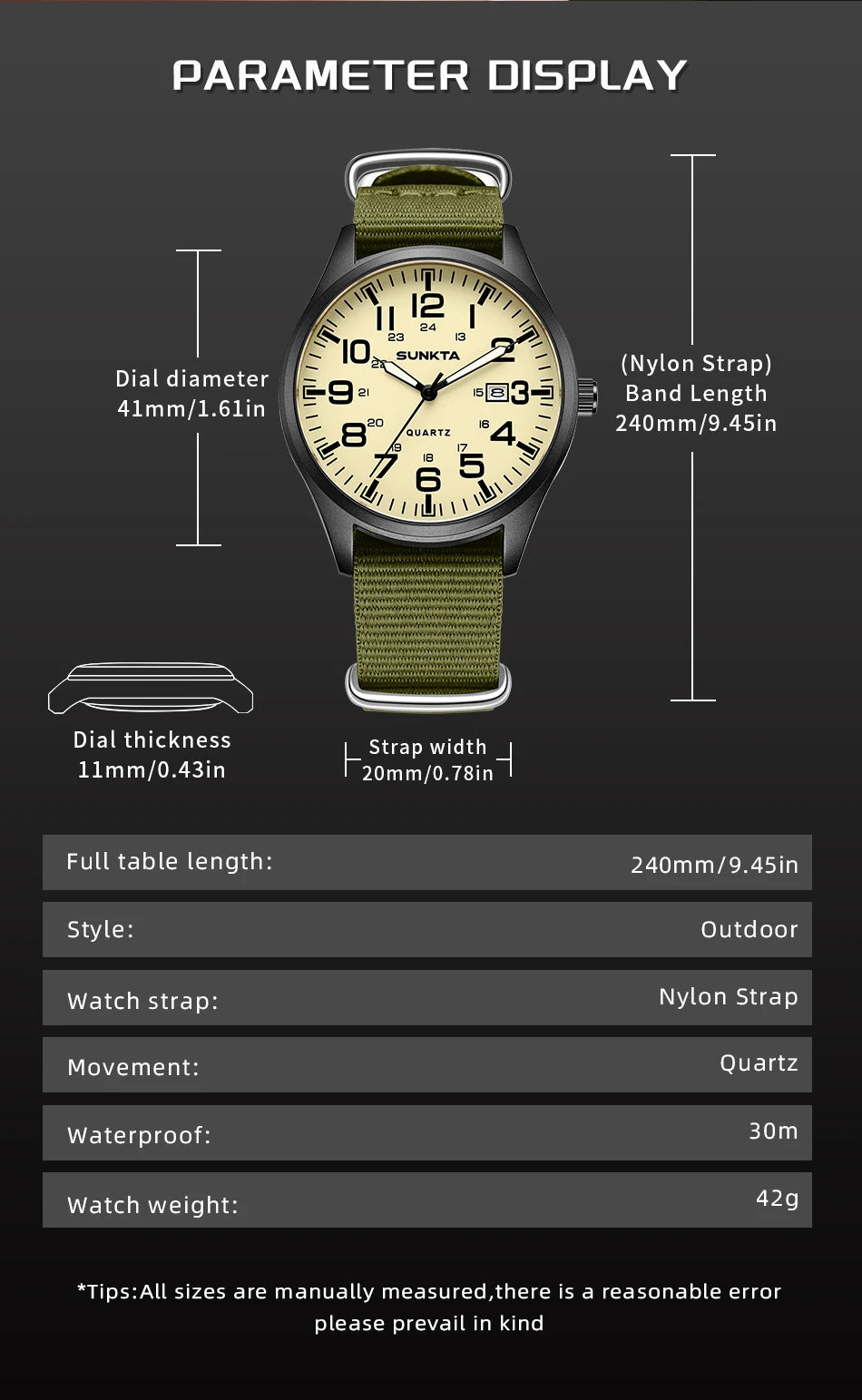 SUNKTA Top luxe herenhorloges, modieuze casual quartz-polshorloges, lichtgevend, 30 m waterdicht, nylon, LIGE-horloges, cadeaus voor mannen, Reloj