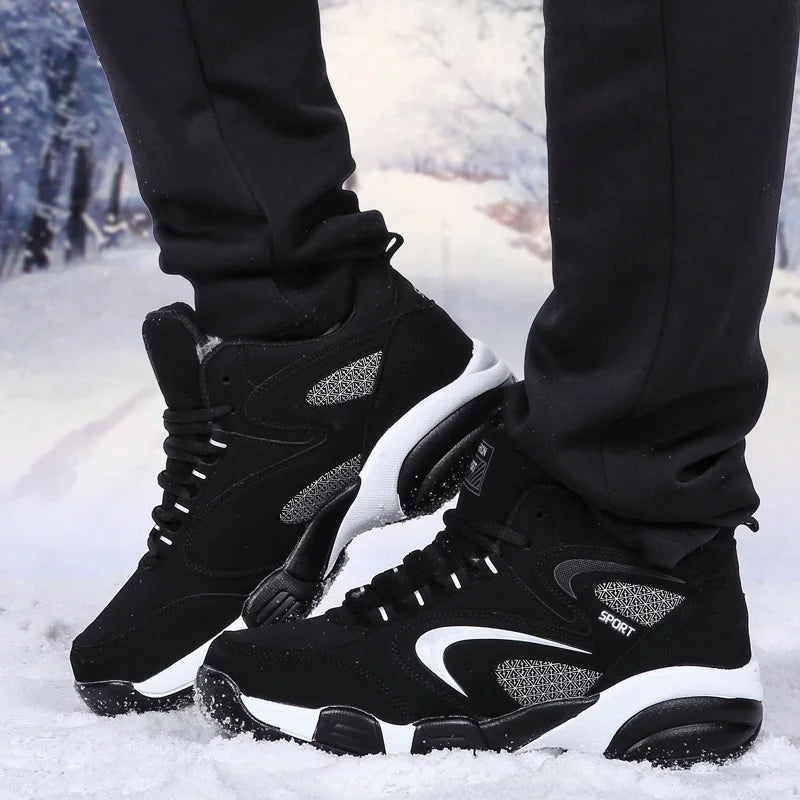 Men's Snow Boots Winter Warm Couple Casual Sneakers Fashion Leather Outdoor Sport Running Tennis Men Non-Slip Big Size 48 Trainer