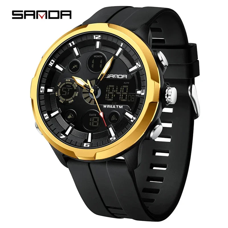 SANDA 9053 G Sportieve militaire herenhorloges Luxe digitaal horloge 50 m waterdicht quartz-polshorloge voor mannen Relogios Masculino
