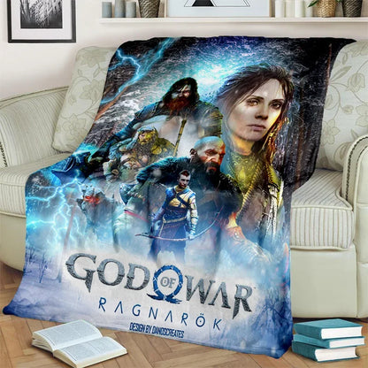 3D God of War Games Gamer Kratos HD Blanket,Soft Throw Blanket for Home Bedroom Bed Sofa Picnic Travel Office Cover Blanket Kids