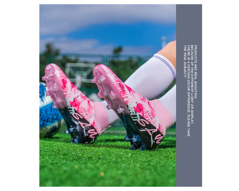 Sapatilhas de futebol de marca e estilo para homem e mulher, botas profissionais de campo, tamanho grande 46, pitões longos, chuteiras de futebol para homem