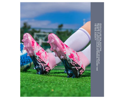 Sapatilhas de futebol de marca e estilo para homem e mulher, botas profissionais de campo, tamanho grande 46, pitões longos, chuteiras de futebol para homem