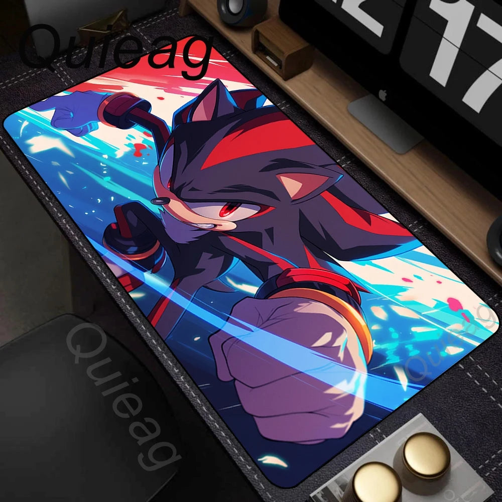 Anime Sonic The Hedgehog egérpad XXL íróasztali szőnyeg Lockrand játék kiegészítőkkel, HD nyomtatású egérpad, játék billentyűzet alátét, párnázott szőnyeg