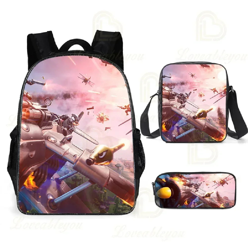 F-FORTNITE Battle Games Backpack for Children School Bag Boys Girls Primary Crossbody Pencil Case Kids Toddler Backpack