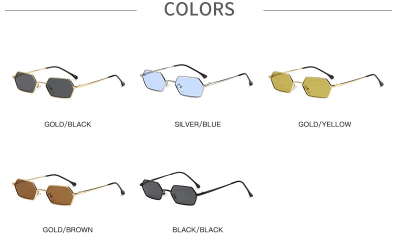 New Personalized Small Frame Polygon Sunglasses Retro Women Square Sun Glasses Fashion Men Street Photography Eyeglasses