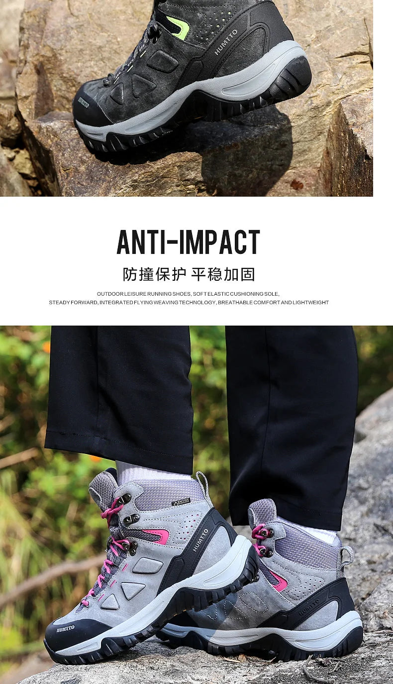 Zapatos de senderismo HUMTTO, botas de caza impermeables para hombre, botas tácticas de combate para desierto hasta el tobillo, botas de trekking para hombre y mujer, zapatillas cálidas de cuero