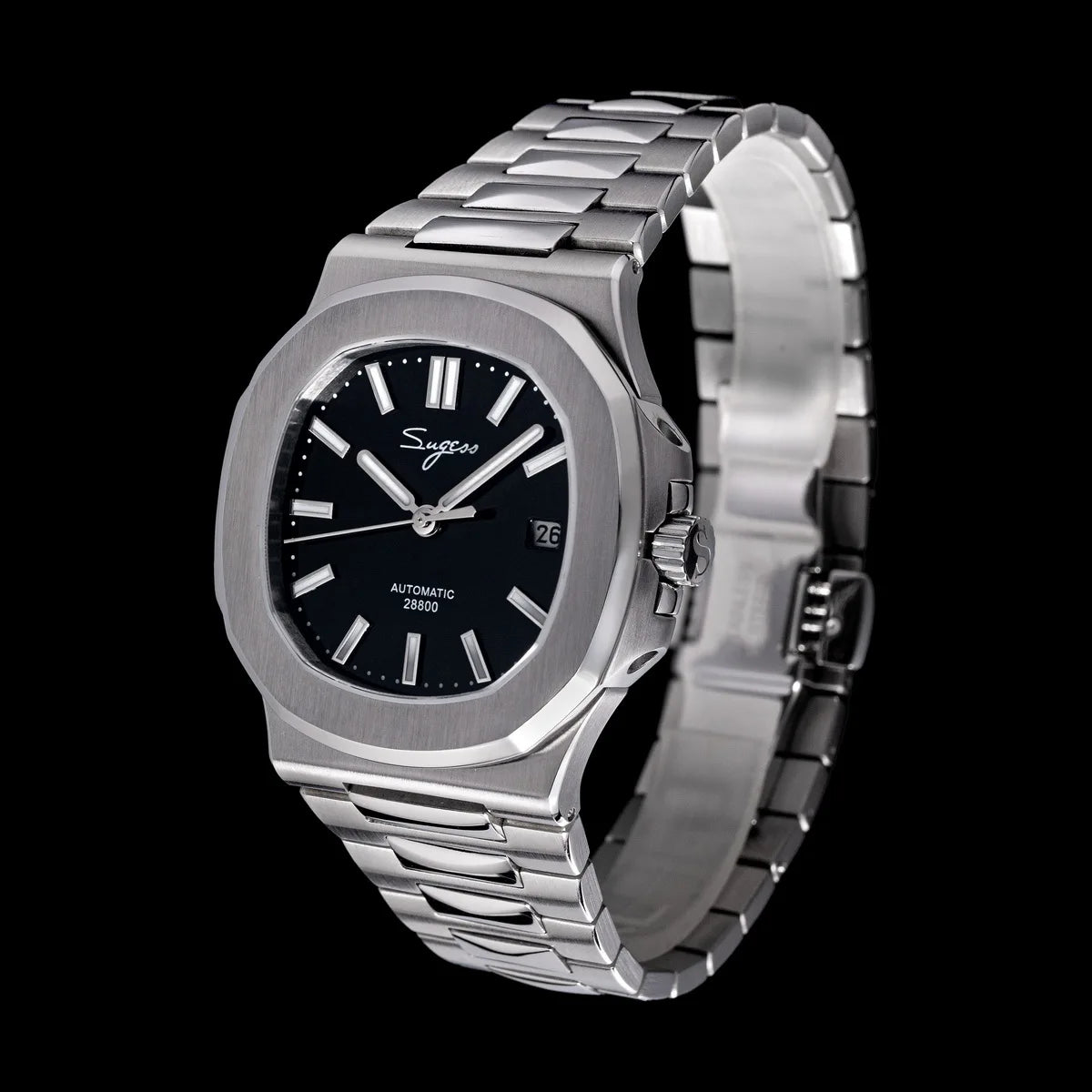 Sugess Men's Watch Automatic Mechanical Wristwatch Miyota 9015 Movement MOP Dial Luminous Waterproof 5bar Bracelet Luxury S466