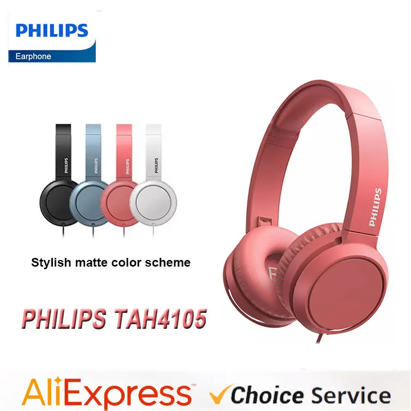 Philips TAH4105 langalliset kuulokkeet – HiFi-stereokuulokkeet, syvä basso ja HD-puhelutoiminto mikrofonilla, sopivat verkkokoulutukseen, toimistokäyttöön, pelaamiseen ja urheiluun