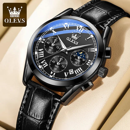 Montre multifonctionnelle pour homme OLEVS 2871, en acier inoxydable, lumineuse et étanche, de luxe, idéale pour les affaires.