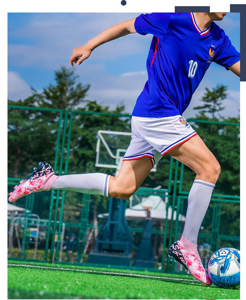Sapatilhas de futebol de marca e estilo para homem e mulher, botas profissionais de campo, tamanho grande 46, pitões longos, chuteiras de futebol para homem