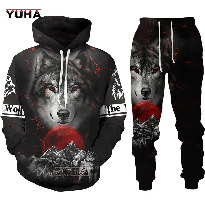 Moda Otoño: sudaderas con capucha con estampado de león y lobo, piel de tigre blanco en 3D por toda la prenda, sudadera de hombre, chaqueta unisex con cremallera, chaqueta informal