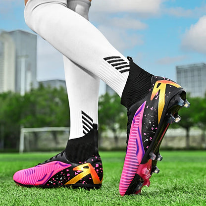 Nouvelles chaussures de football pour hommes, chaussures de sport, chaussures de futsal à cheville haute, chaussures de football de haute qualité, antidérapantes pour intérieur et extérieur, ultralégères, antidérapant
