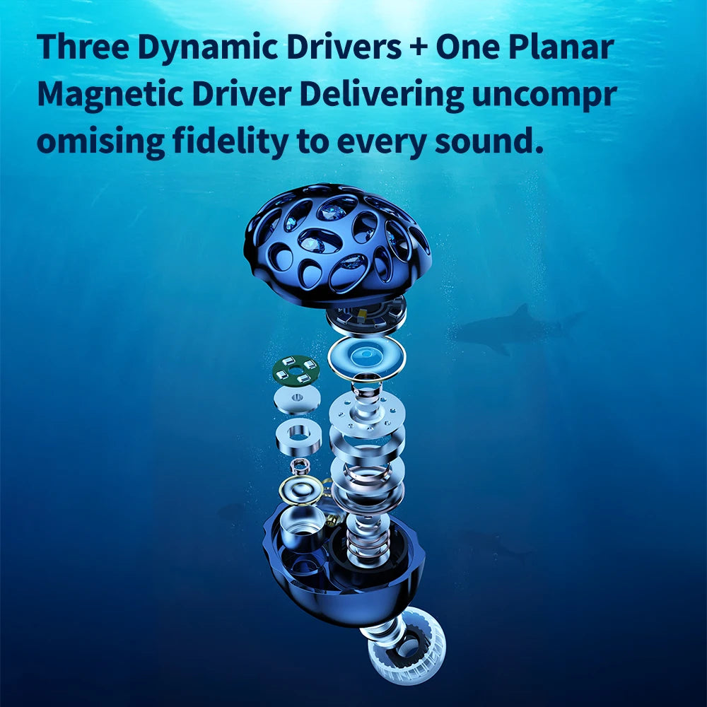TRN Whale Shark Hybrid Earphones Triple Dynamic + Planar  In-Ear Monitors headphones