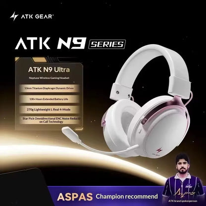 ATK Neptune N9 Wireless Gaming Headset – Low Latency eSports Headphones with Noise Cancelling Mic, Bluetooth 5.3, 4 Modes Dual Connection Gaming Headset