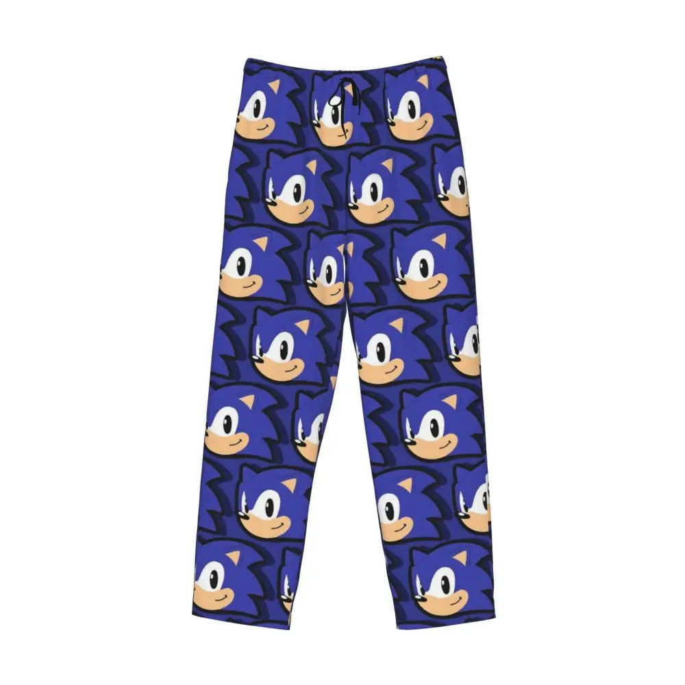 Pantalones de pijama personalizados para hombre con estampado «Soniced», con motivo de erizo, ropa de dormir, pantalones de estar por casa con bolsillos