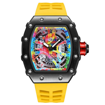 Coole herenhorloges Luxe modieuze siliconen tonvormige horloges Skelet waterdichte kwarts polshorloges Klok Relogio Masculino