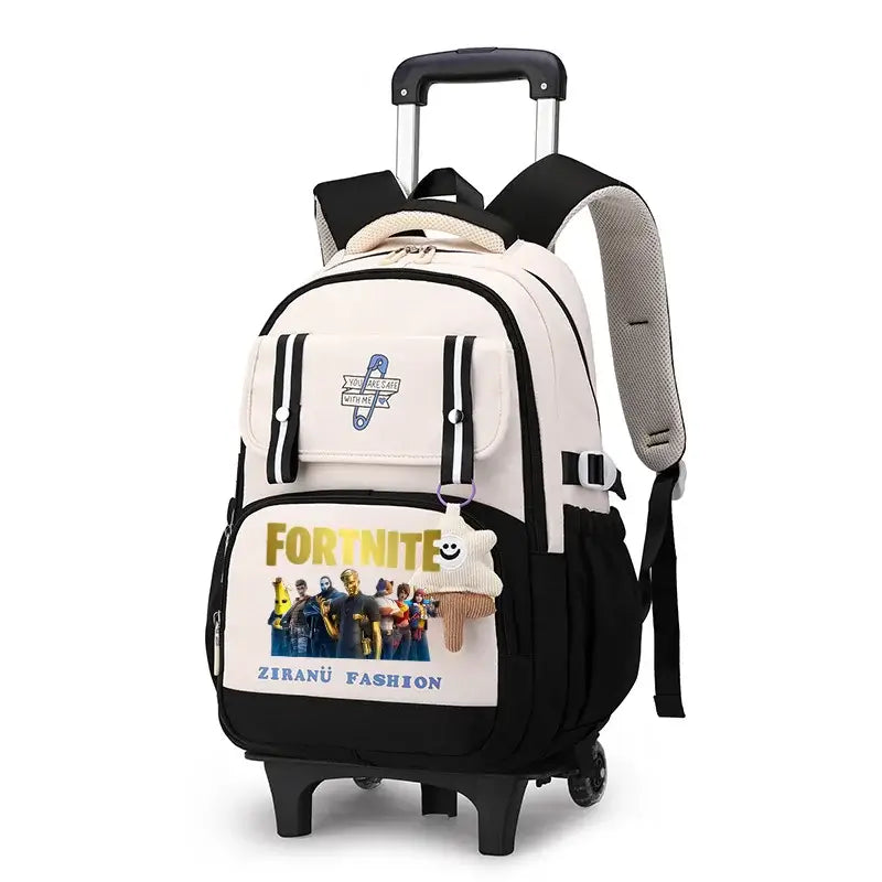 Fortnite Student Rolling Backpack Large Capacity Waterproof Lightweight Design Minimalist Laptop School Bag Casual Travel Bag