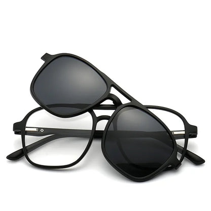 Ochelari de soare polarizați cu atracție magnetică oglindă, ochelari de ciclism 2 în 1 cu clemă, ochelari strălucitori pentru bărbați, ochelari cu ramă dublă pentru femei