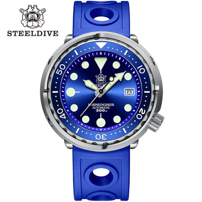 STEELDIVE SD1975 Mens Automatic Watches Men Dive Watch 300m Waterproof Mechanical Wristwatch C3 Luminous Clock Sapphire Mirror