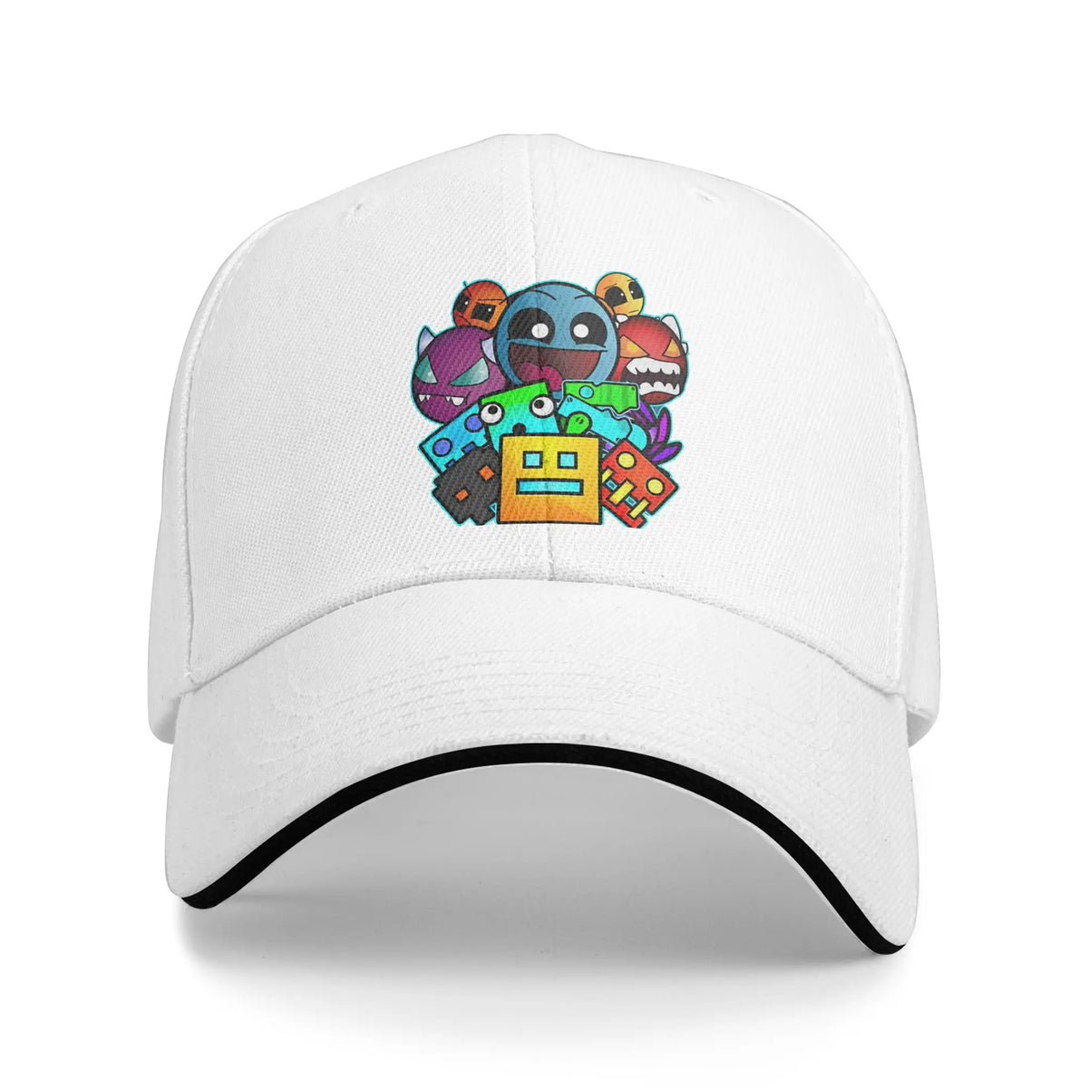 Geometry Game Dash Baseball Cap Casual Unblocked Level Sandwich Hat za moške in ženske, dihalna pokrivala za različne aktivnosti