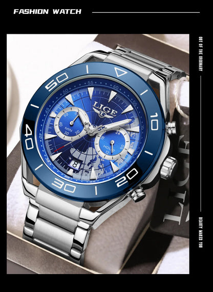 LIGE Luxe herenhorloges Casual zakelijk horloge Herenmode Waterdicht Militair herenhorloge met kwarts Montre Homme