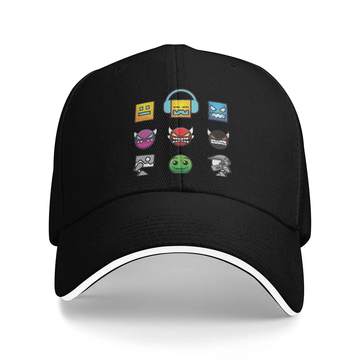 Geometry Game Dash Baseball Cap Casual Unblocked Level Sandwich Hat za moške in ženske, dihalna pokrivala za različne aktivnosti
