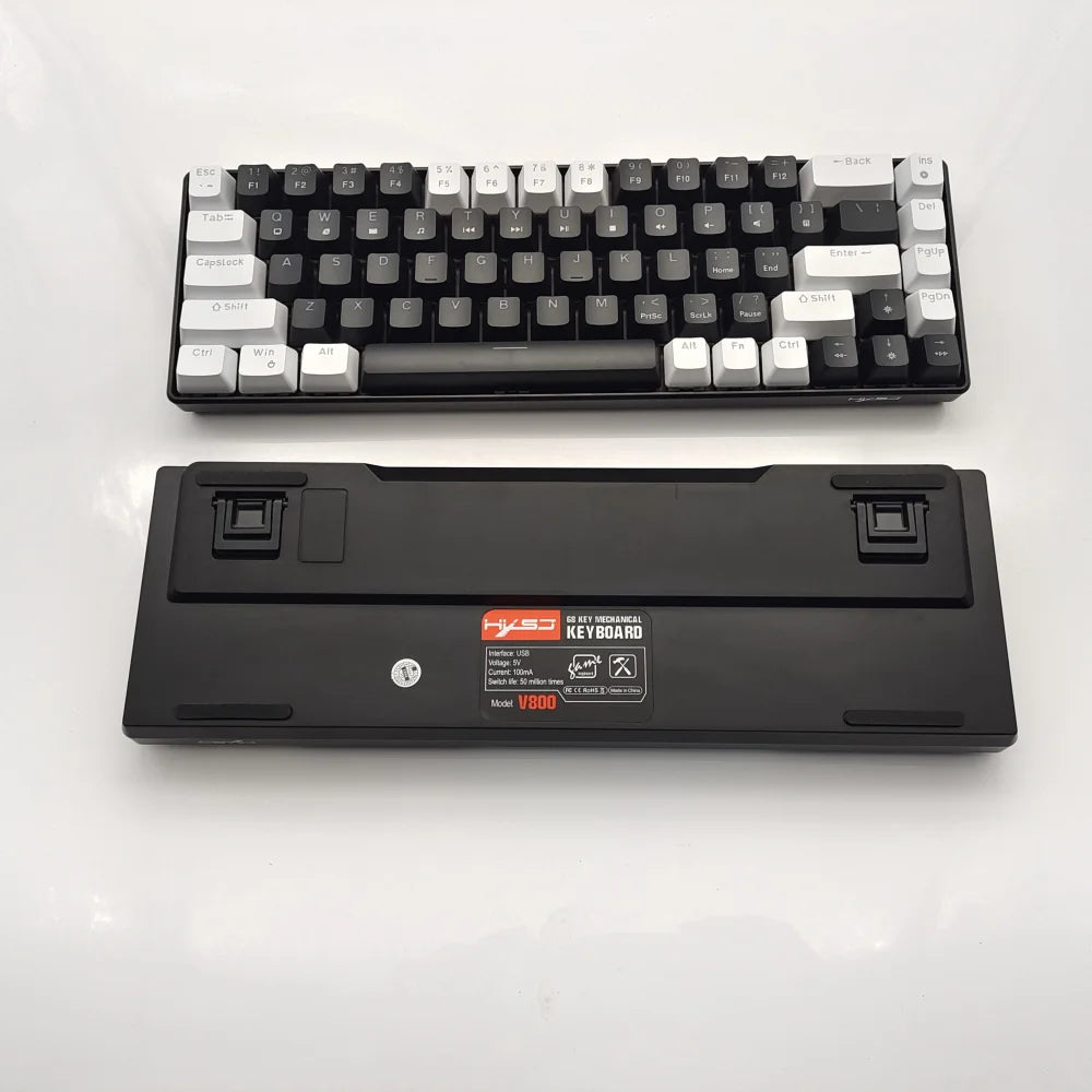 Hot sale HXSJ V800 68 key wired keyboard Hot swappable switch ergonomic ice blue backlight durability gaming mechanical keyboard