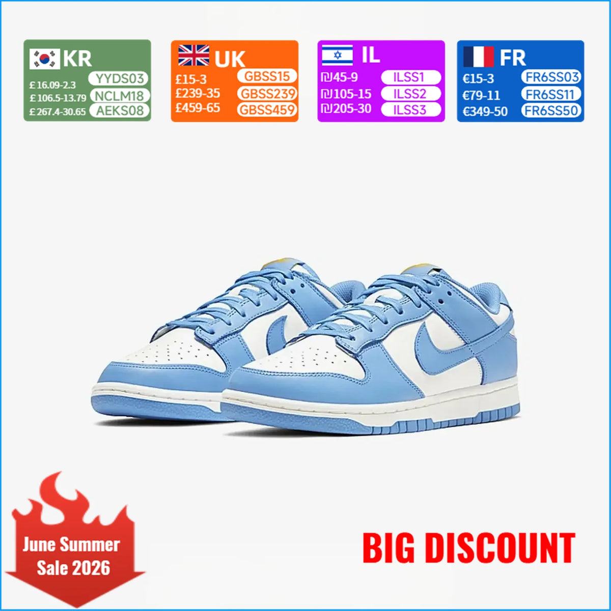 Nike Dunk Low Naisten vapaa-ajan klassinen monikäyttöinen liukumaton North Carolina Blue DD1503-100