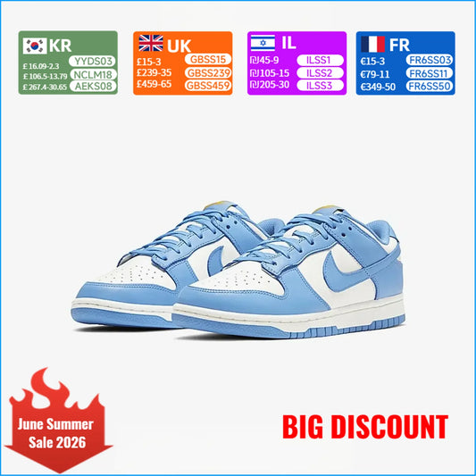 Nike Dunk Low Naisten vapaa-ajan klassinen monikäyttöinen liukumaton North Carolina Blue DD1503-100