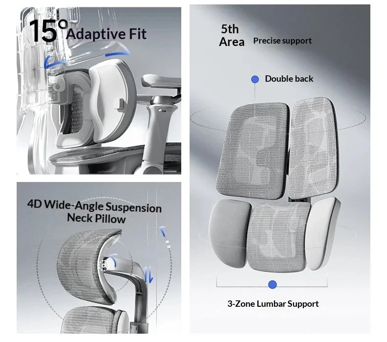 Ergonomic Office Mesh Chair Adjustable Executive Computer Chair with Rolling Swivel Base, Modern Gaming Chair for Home Office Desk Setup