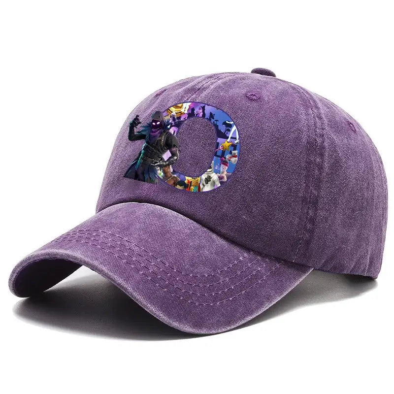 Fortnite A-Z Letter Adult Baseball Cap Men Women Adjustable Hat Washed Denim Retro Hip Hop Sun Hat Outdoor Sports Accessory Gift