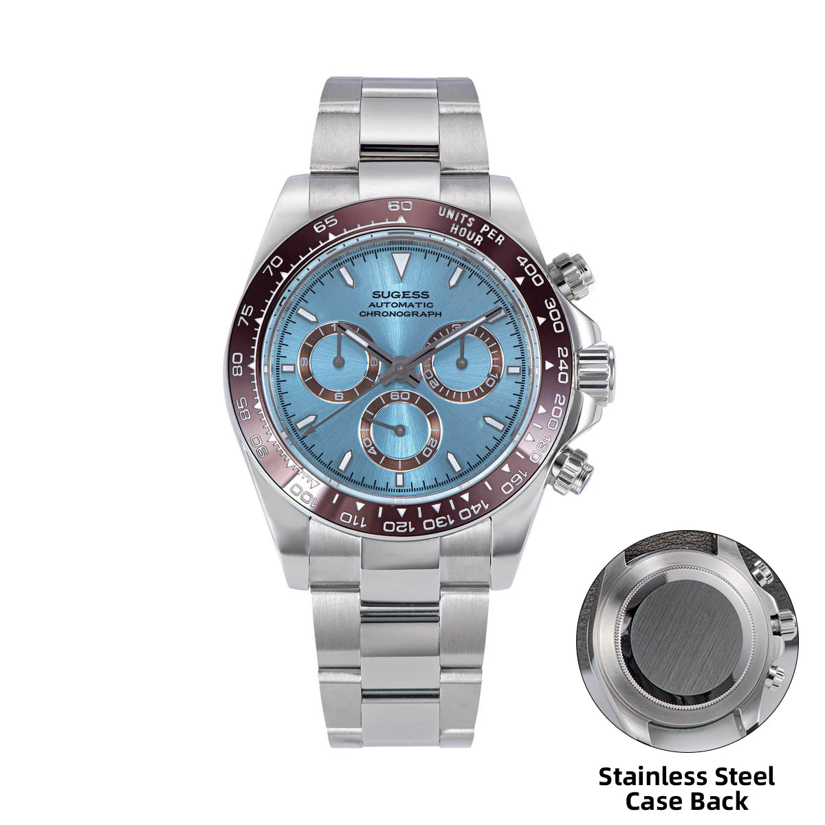 Sugess Diving Men's Watch Panda Automatic Mechanical Chronograph Peacock SL4801 Movement Wristwatch Waterproof Ceramic Bezel New
