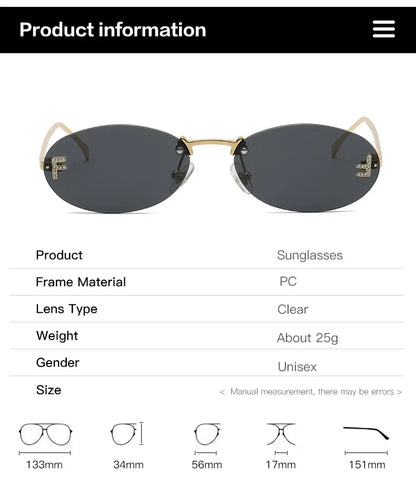 Zestaw 3 par damskich modnych okularów przeciwsłonecznych bez oprawek w stylu retro, małe owalne, ze stopu metali, eleganckie okulary przeciwsłoneczne z gradientowymi szkłami, okulary na zewnątrz i w podróży