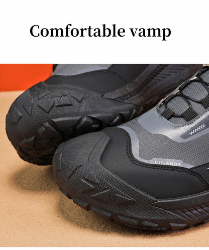 Rotary Buckle Men's Trekking Sneakers Outdoor Platform Hiking Shoes Comfortable Non-Slip Climbing Walking Shoes for Men