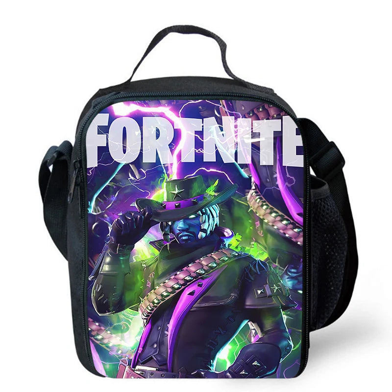 Cute Cartoon Lunch Bag Insulated Thermal Food Container Leakproof Reusable Fortnite Lunch Cooler Bag for Kids Student