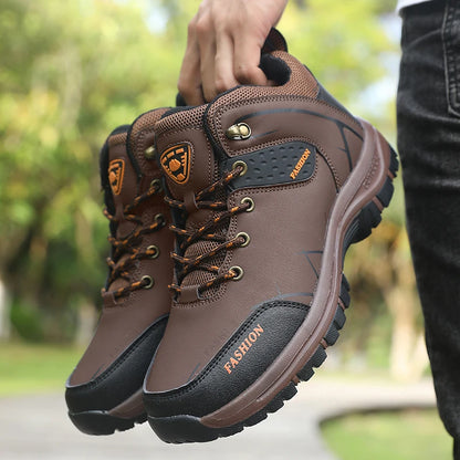 Retro Men’s Hiking Boots for Spring and Autumn, Comfortable Breathable Anti-Slip Hiking Shoes, Outdoor Camping Waterproof Work Shoes, Sizes 39-46