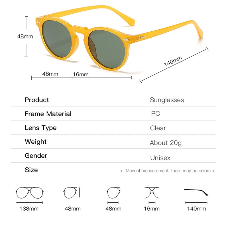 Peekaboo polarized sunglasses for men korean fashion driving round sun glasses for women uv400 green brown summer accessories