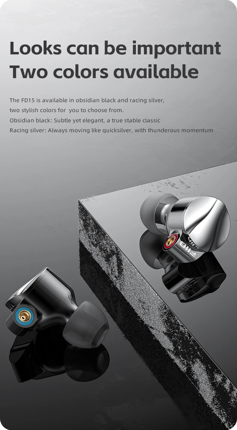 FiiO FD15 13.8mm DLC Dynamic Driver In-Ear Earphone Hi-Res Audio Magnalium Detachable MMCX Cable Wired HiFi Earbuds Shanling